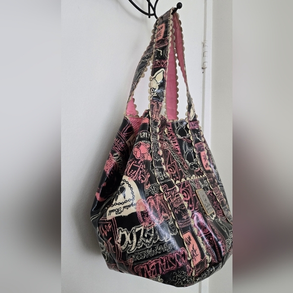 CRYSTAL BALL TOTE BAG PINK BLACK GOLD - Picture 7 of 9